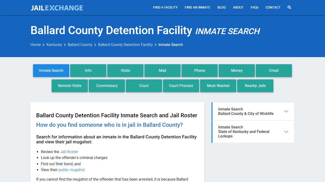 Ballard County Detention Facility Inmate Search - Jail Exchange